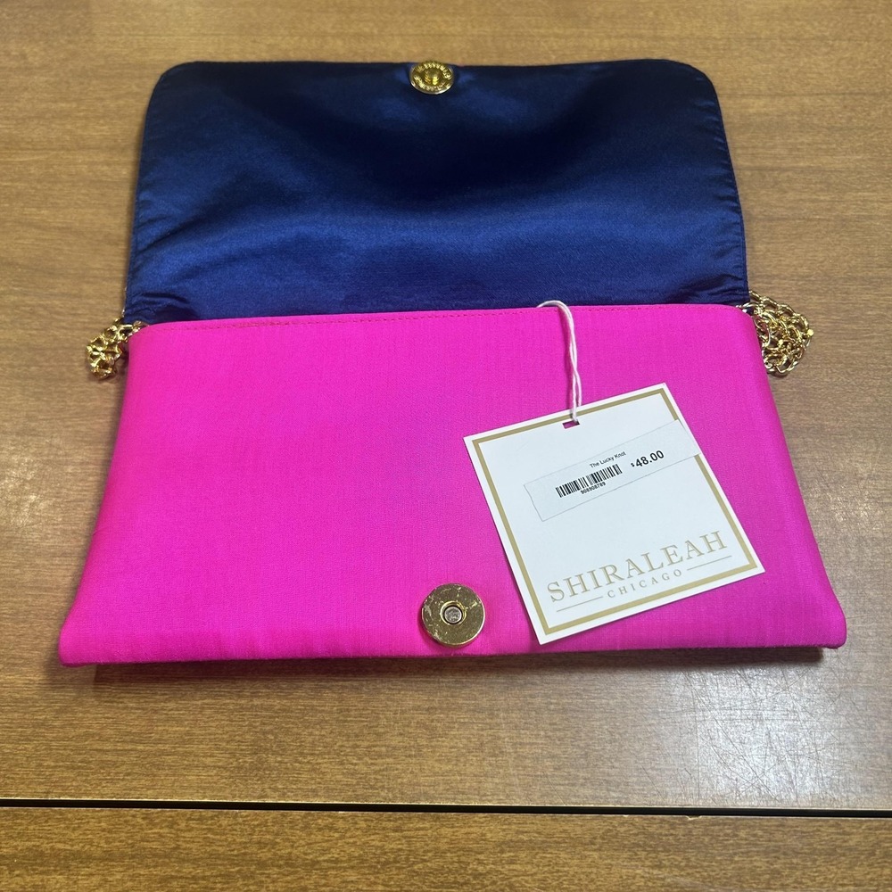 Shiraleah Crossbody Bag Womens Small Fuchsia Satin Crab Chain Purse Beach *SPOT* - Picture 5 of 9